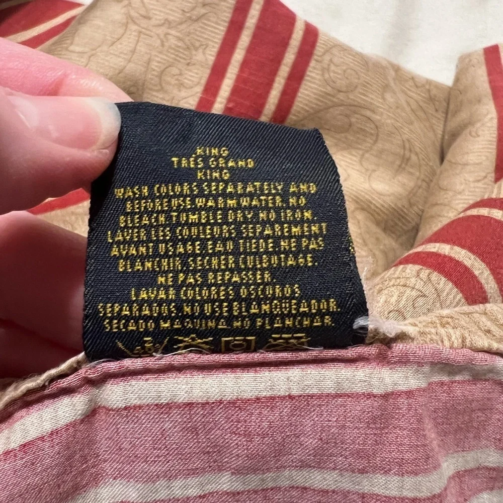VINTAGE RALPH LAUREN BERTRAND RED CAMEL SATEEN FLAT SHEET